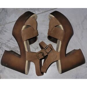 BioNatura Brown Suede Platform Sandals Made in Italy Womens 38 US 7.5 Comfort